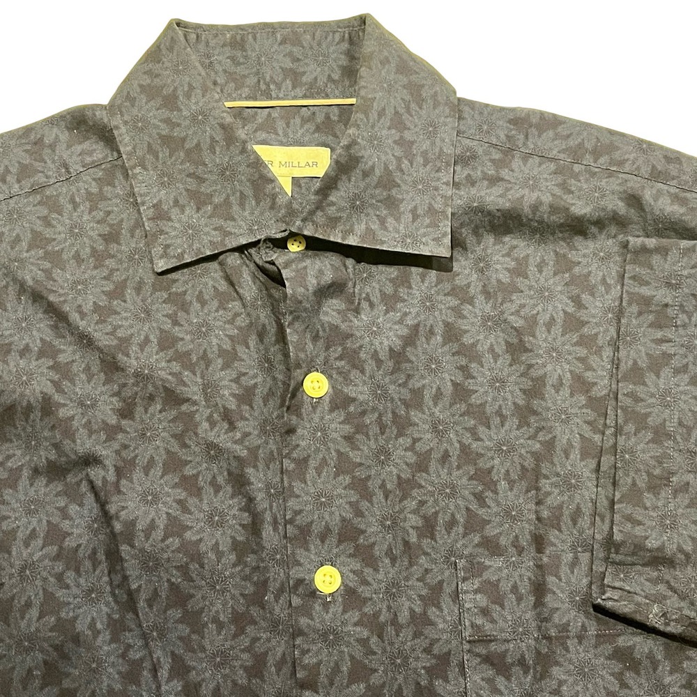 Peter Millar Men’s Medium Blue‎ Flower Button Down Short Sleeve Shirt